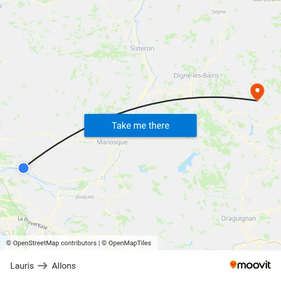 Lauris to Allons map
