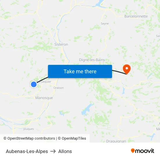 Aubenas-Les-Alpes to Allons map