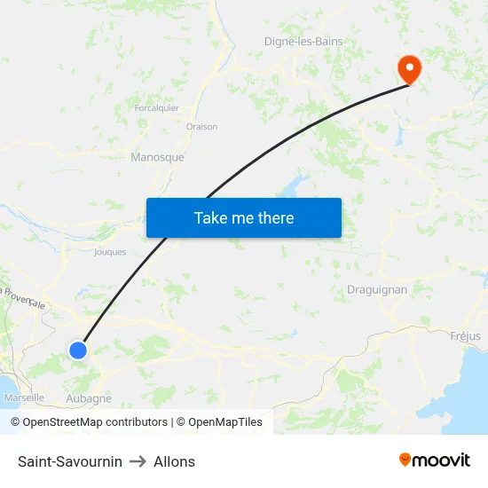 Saint-Savournin to Allons map