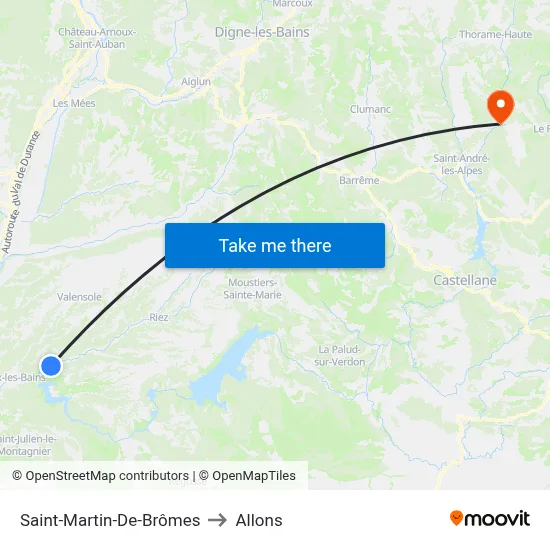 Saint-Martin-De-Brômes to Allons map