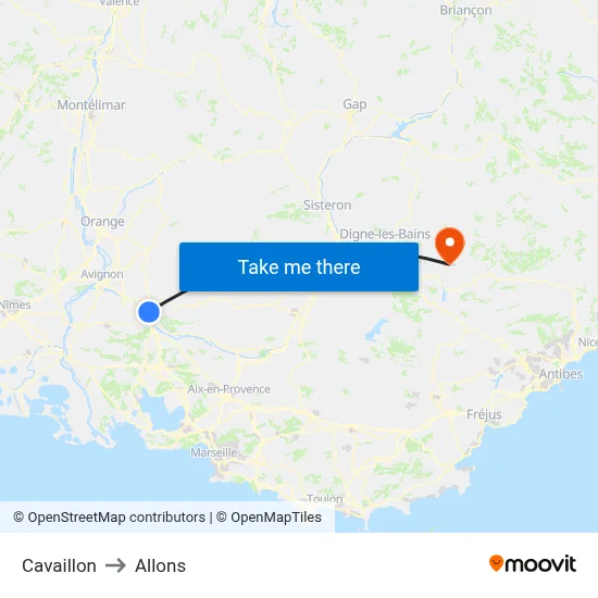 Cavaillon to Allons map