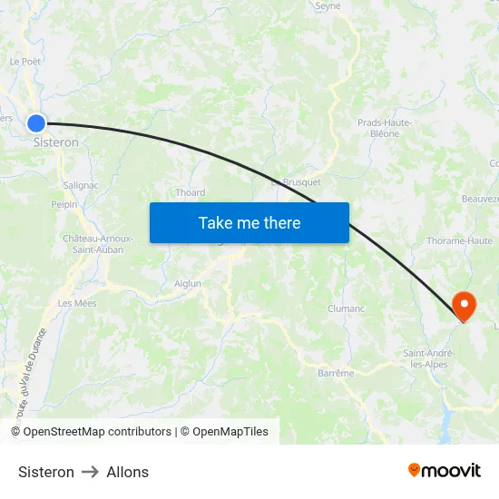 Sisteron to Allons map