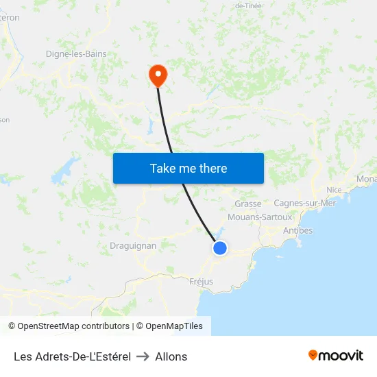 Les Adrets-De-L'Estérel to Allons map
