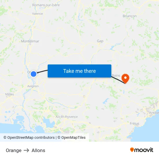 Orange to Allons map