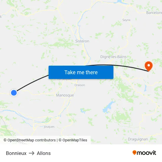 Bonnieux to Allons map
