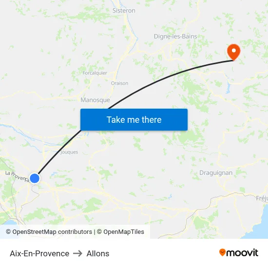Aix-En-Provence to Allons map