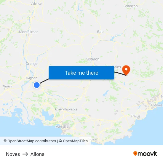 Noves to Allons map