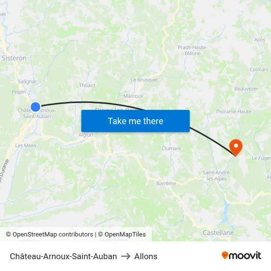 Château-Arnoux-Saint-Auban to Allons map