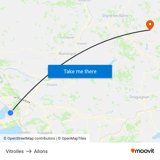 Vitrolles to Allons map