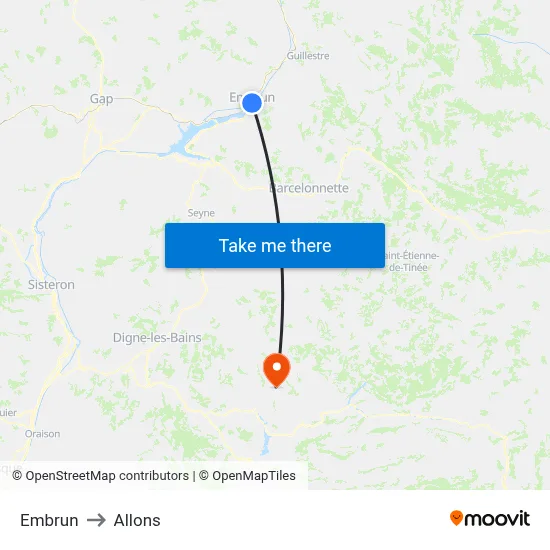 Embrun to Allons map