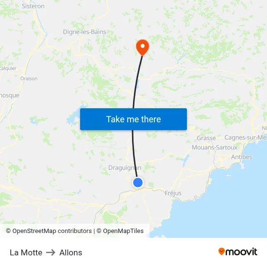 La Motte to Allons map