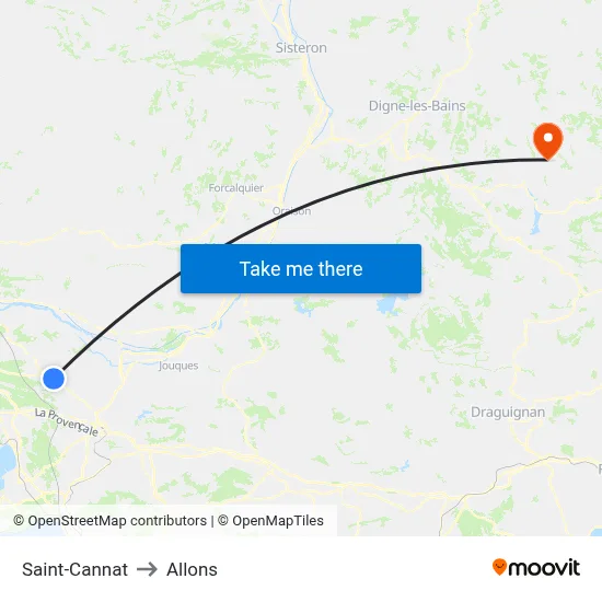 Saint-Cannat to Allons map