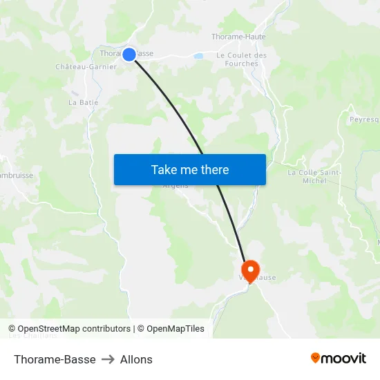Thorame-Basse to Allons map