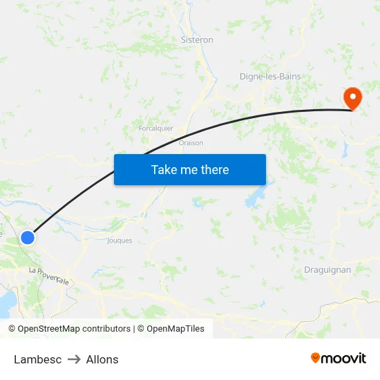 Lambesc to Allons map
