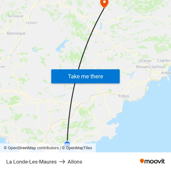 La Londe-Les-Maures to Allons map