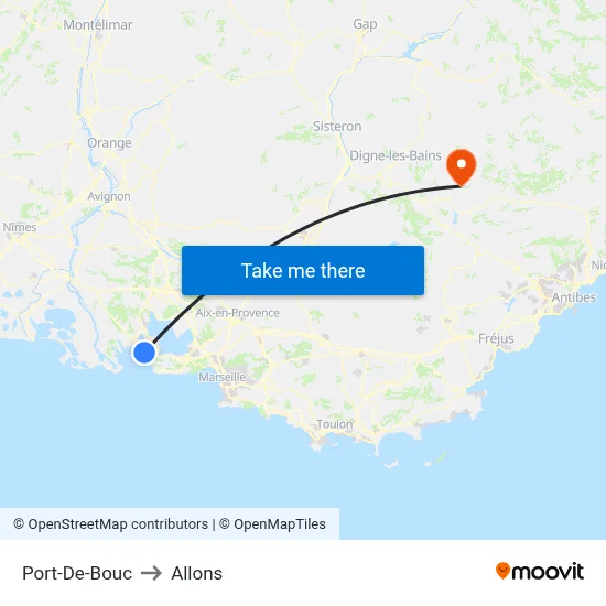 Port-De-Bouc to Allons map