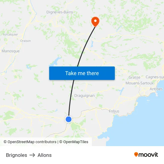 Brignoles to Allons map