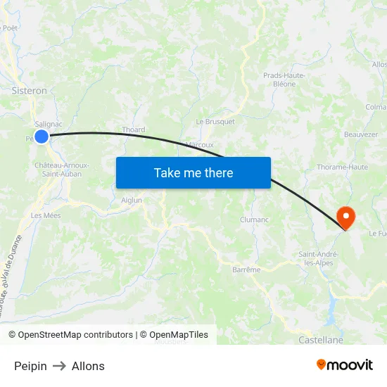 Peipin to Allons map