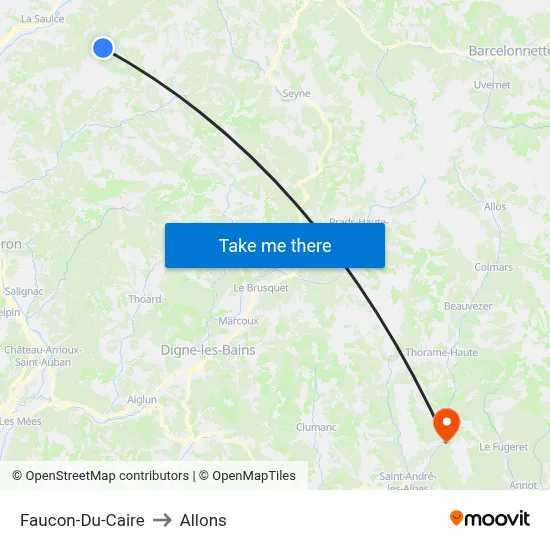 Faucon-Du-Caire to Allons map