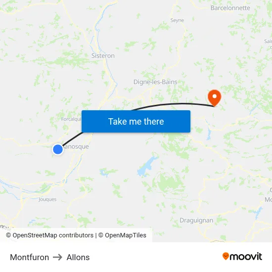 Montfuron to Allons map