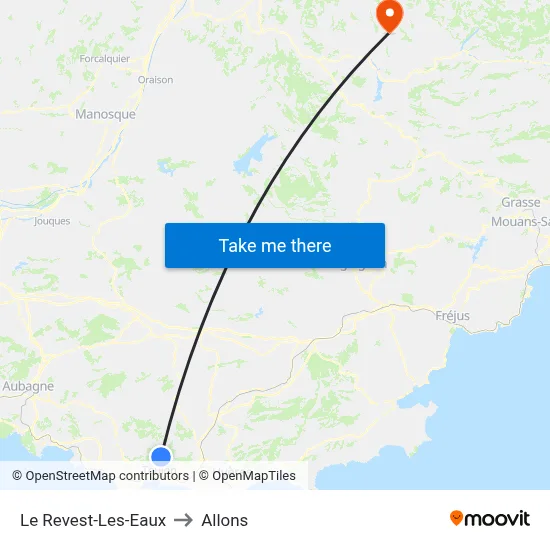 Le Revest-Les-Eaux to Allons map