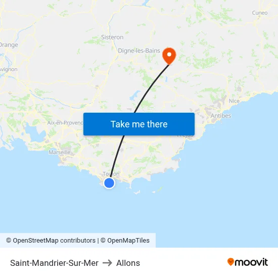 Saint-Mandrier-Sur-Mer to Allons map