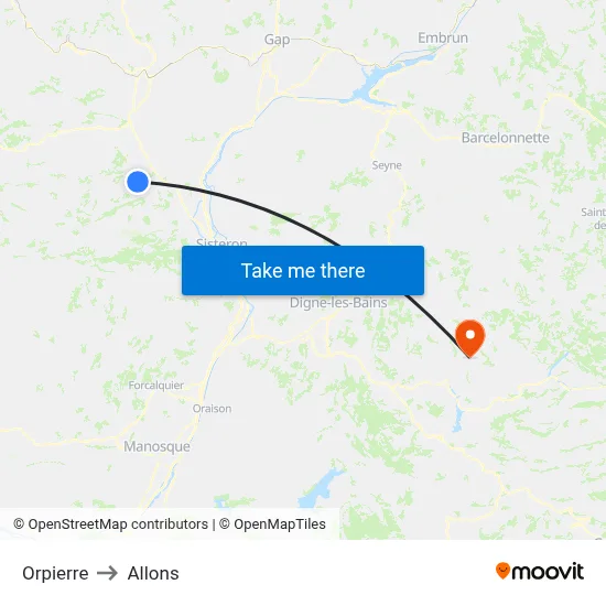 Orpierre to Allons map