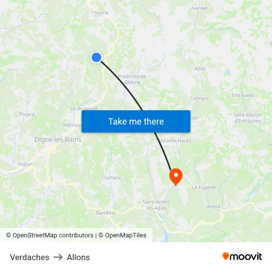Verdaches to Allons map