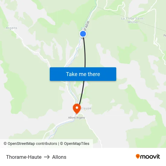 Thorame-Haute to Allons map