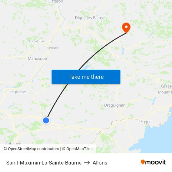 Saint-Maximin-La-Sainte-Baume to Allons map