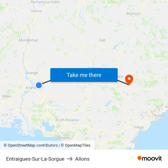 Entraigues-Sur-La-Sorgue to Allons map