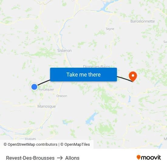 Revest-Des-Brousses to Allons map