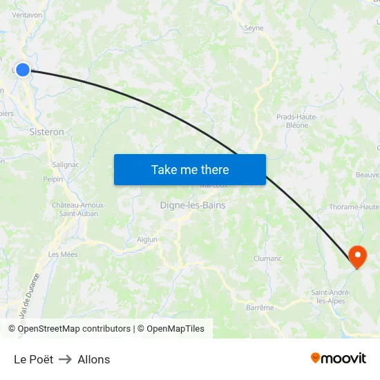 Le Poët to Allons map