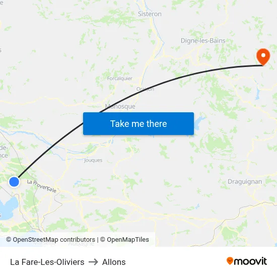 La Fare-Les-Oliviers to Allons map
