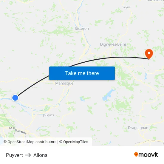 Puyvert to Allons map