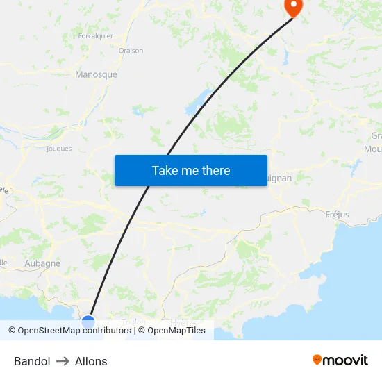 Bandol to Allons map