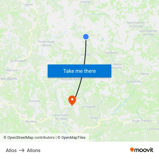 Allos to Allons map