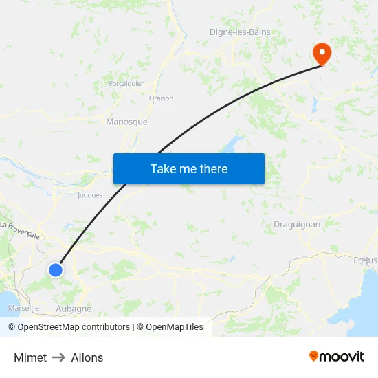 Mimet to Allons map