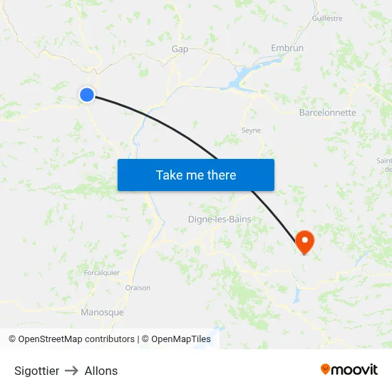 Sigottier to Allons map