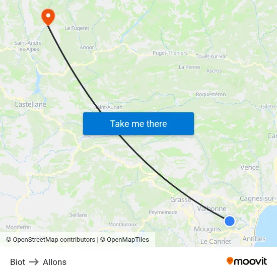 Biot to Allons map
