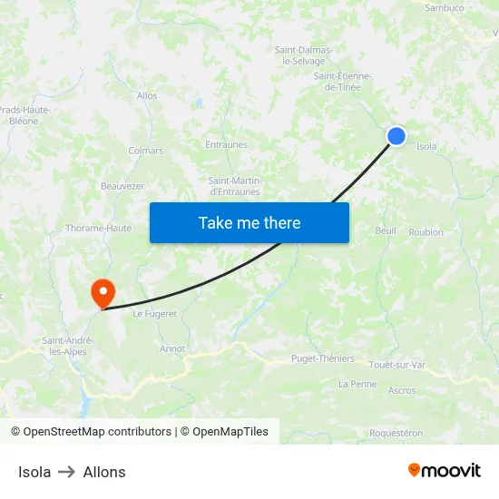 Isola to Allons map