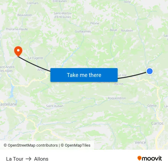 La Tour to Allons map