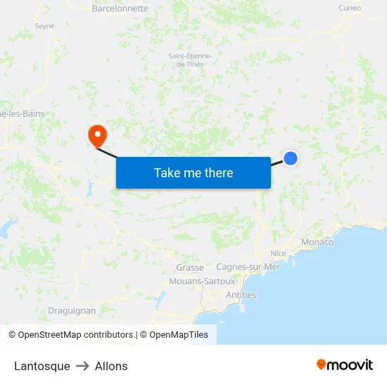 Lantosque to Allons map