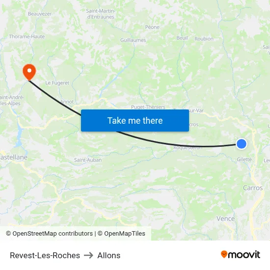 Revest-Les-Roches to Allons map