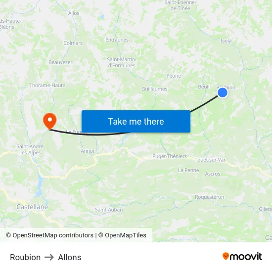 Roubion to Allons map