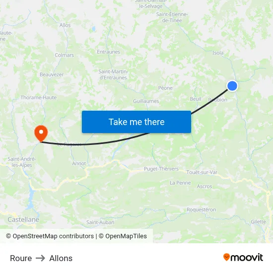 Roure to Allons map