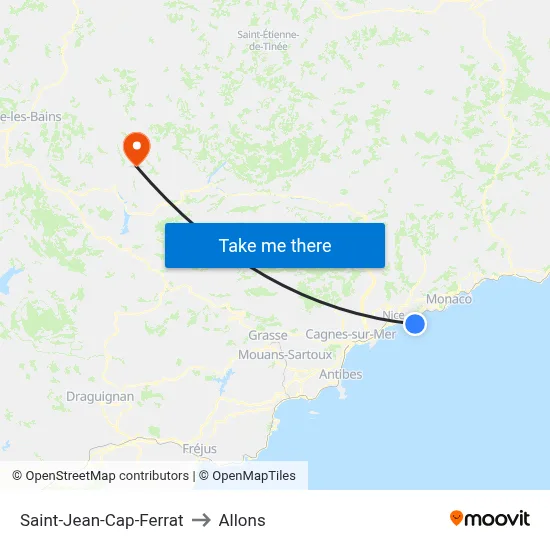 Saint-Jean-Cap-Ferrat to Allons map