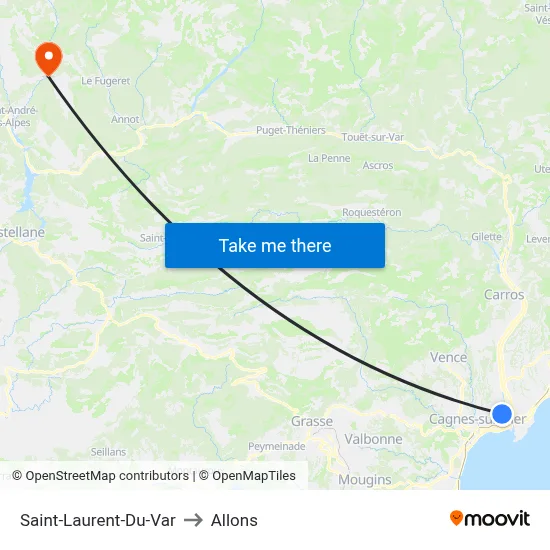Saint-Laurent-Du-Var to Allons map