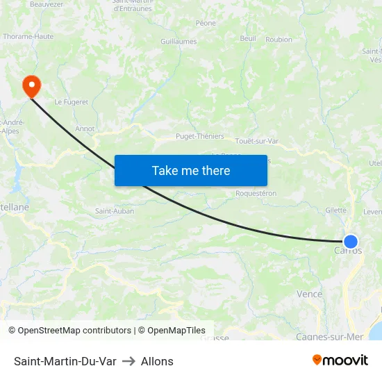 Saint-Martin-Du-Var to Allons map