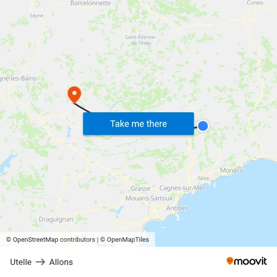 Utelle to Allons map